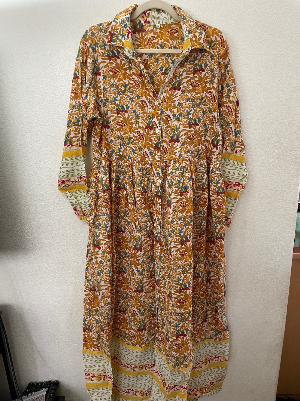 Bohemian Floral Long Sleeve Maxi Dress Y2K 1960's Farm Cottage Lagenlook